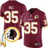 Calvin Hill #35 Redskins Head Patch Burgundy Jersey