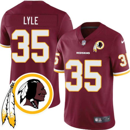 Keith Lyle #35 Redskins Head Patch Burgundy Jersey