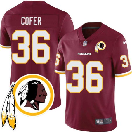 Joe Cofer #36 Redskins Head Patch Burgundy Jersey