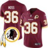 Eddie Moss #36 Redskins Head Patch Burgundy Jersey