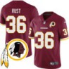 Reggie Rust #36 Redskins Head Patch Burgundy Jersey