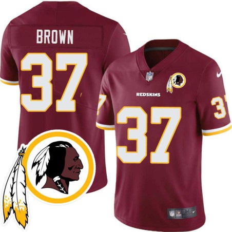 Rufus Brown #37 Redskins Head Patch Burgundy Jersey