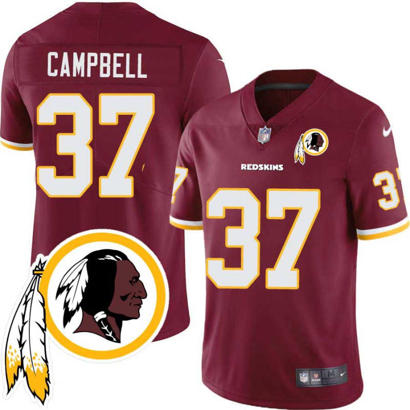 Jesse Campbell #37 Redskins Head Patch Burgundy Jersey