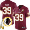 Tyrone Rush #39 Redskins Head Patch Burgundy Jersey