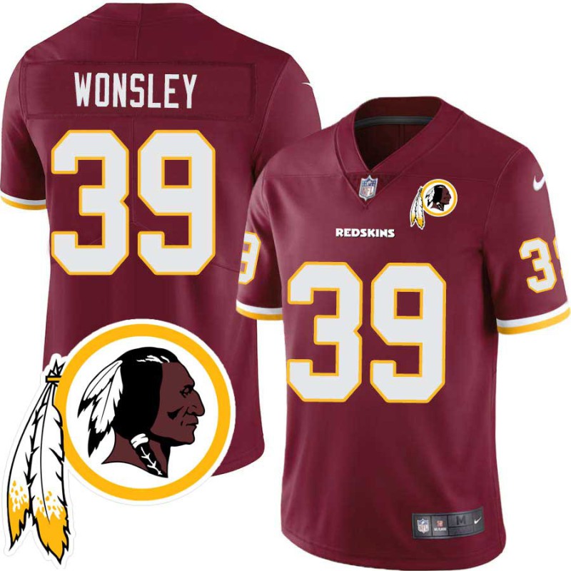 Otis Wonsley #39 Redskins Head Patch Burgundy Jersey