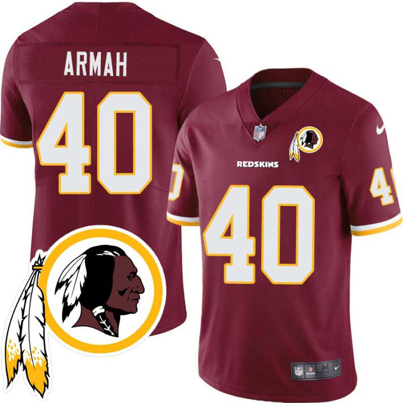 Alex Armah #40 Redskins Head Patch Burgundy Jersey