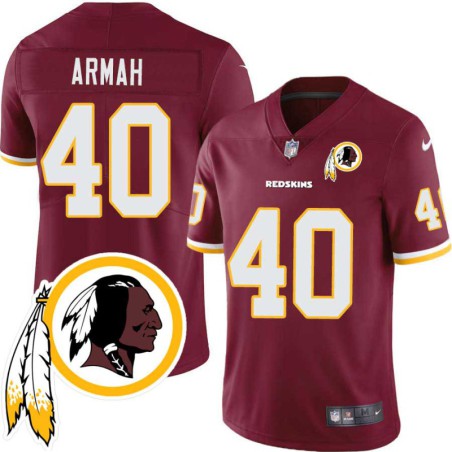 Alex Armah #40 Redskins Head Patch Burgundy Jersey