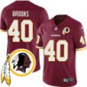 Reggie Brooks #40 Redskins Head Patch Burgundy Jersey