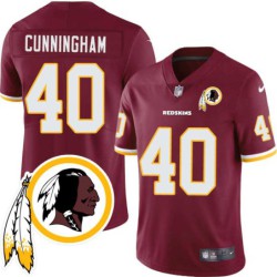 Doug Cunningham #40 Redskins Head Patch Burgundy Jersey