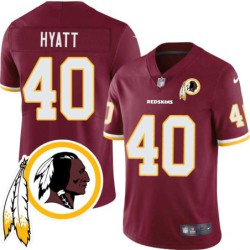 Fred Hyatt #40 Redskins Head Patch Burgundy Jersey