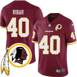 Frank Ribar #40 Redskins Head Patch Burgundy Jersey