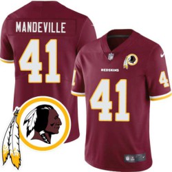 Chris Mandeville #41 Redskins Head Patch Burgundy Jersey