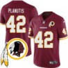 Jerry Planutis #42 Redskins Head Patch Burgundy Jersey