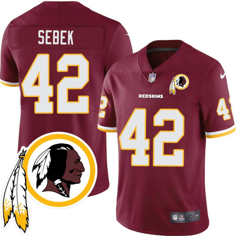 Nick Sebek #42 Redskins Head Patch Burgundy Jersey