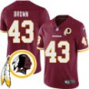 Larry Brown #43 Redskins Head Patch Burgundy Jersey