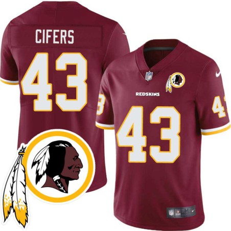 Ed Cifers #43 Redskins Head Patch Burgundy Jersey