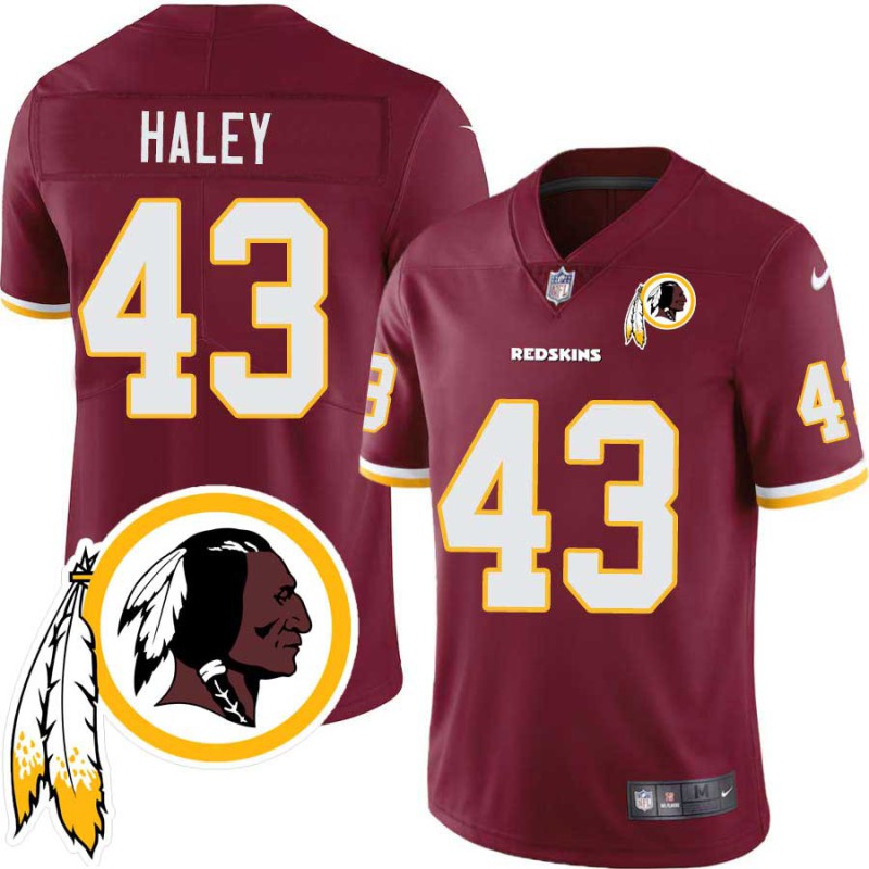 Dick Haley #43 Redskins Head Patch Burgundy Jersey