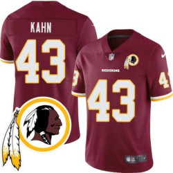 Eddie Kahn #43 Redskins Head Patch Burgundy Jersey