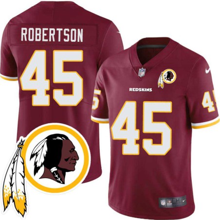 Pete Robertson #45 Redskins Head Patch Burgundy Jersey