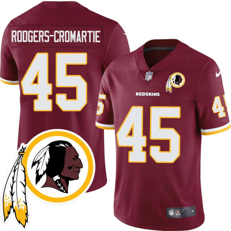 Dominique Rodgers-Cromartie #45 Redskins Head Patch Burgundy Jersey