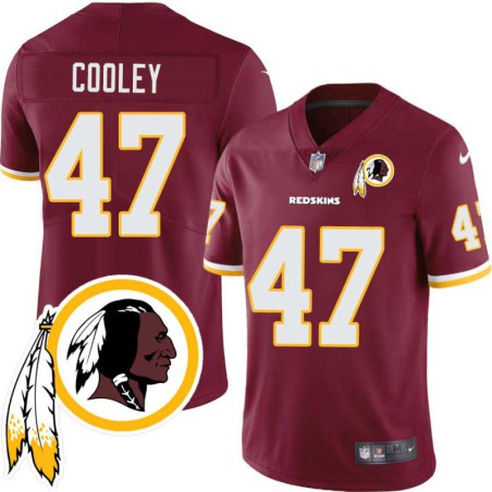 Chris Cooley #47 Redskins Head Patch Burgundy Jersey