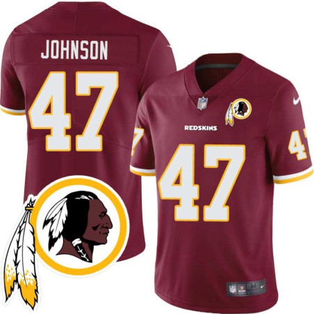 A.J. Johnson #47 Redskins Head Patch Burgundy Jersey