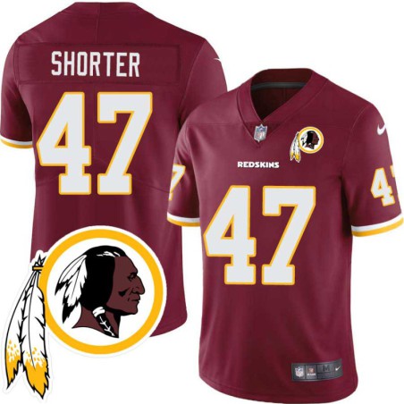 Jim Shorter #47 Redskins Head Patch Burgundy Jersey