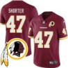 Jim Shorter #47 Redskins Head Patch Burgundy Jersey