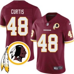 Travis Curtis #48 Redskins Head Patch Burgundy Jersey