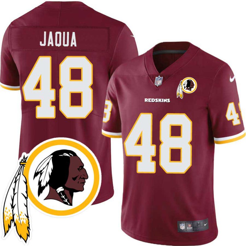 Jon Jaqua #48 Redskins Head Patch Burgundy Jersey