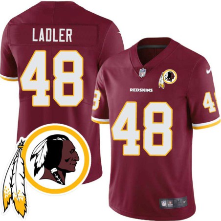 Kenny Ladler #48 Redskins Head Patch Burgundy Jersey