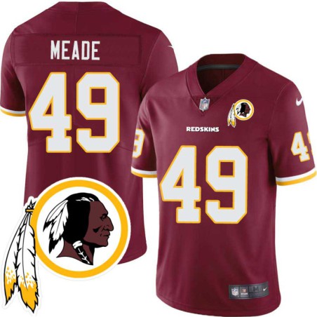 Jim Meade #49 Redskins Head Patch Burgundy Jersey