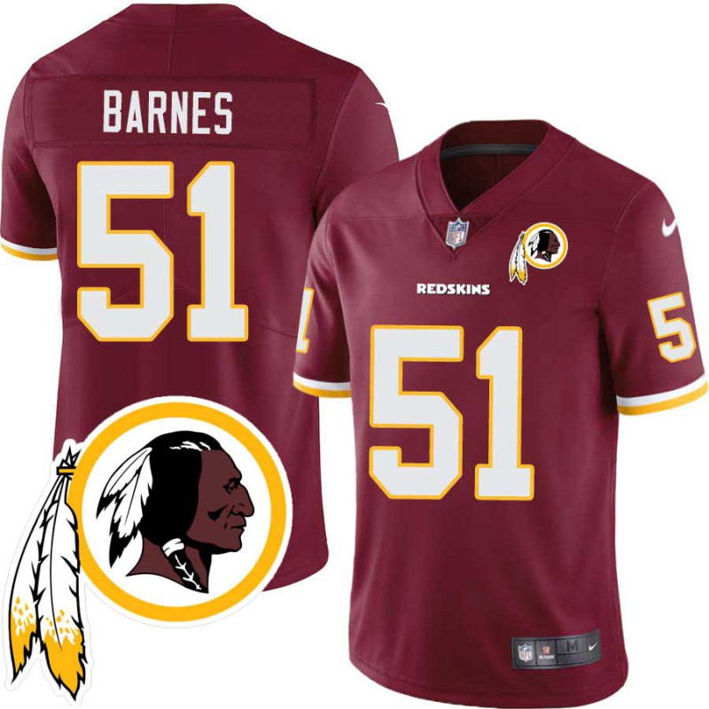 Brandon Barnes #51 Redskins Head Patch Burgundy Jersey