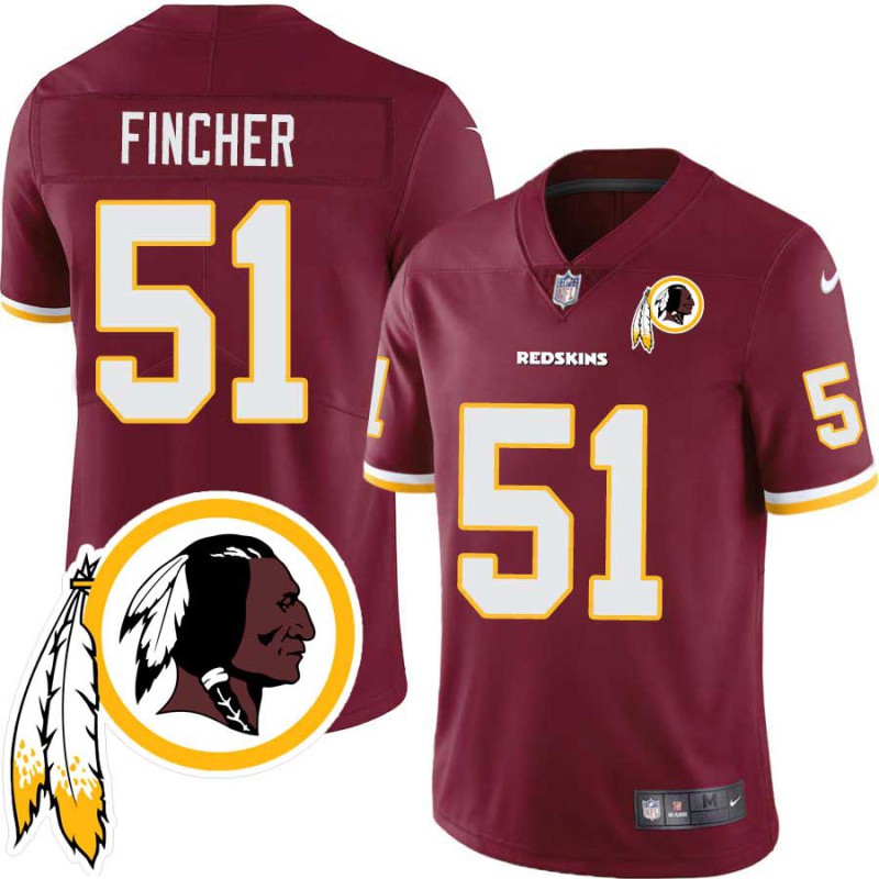 Alfred Fincher #51 Redskins Head Patch Burgundy Jersey