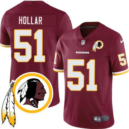 John Hollar #51 Redskins Head Patch Burgundy Jersey