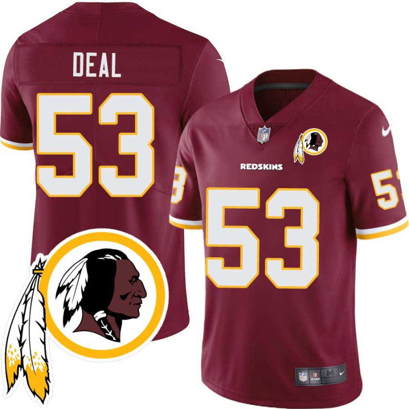 Rufus Deal #53 Redskins Head Patch Burgundy Jersey