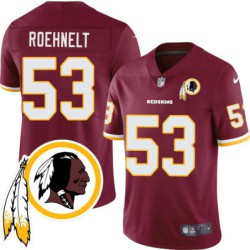 Bill Roehnelt #53 Redskins Head Patch Burgundy Jersey