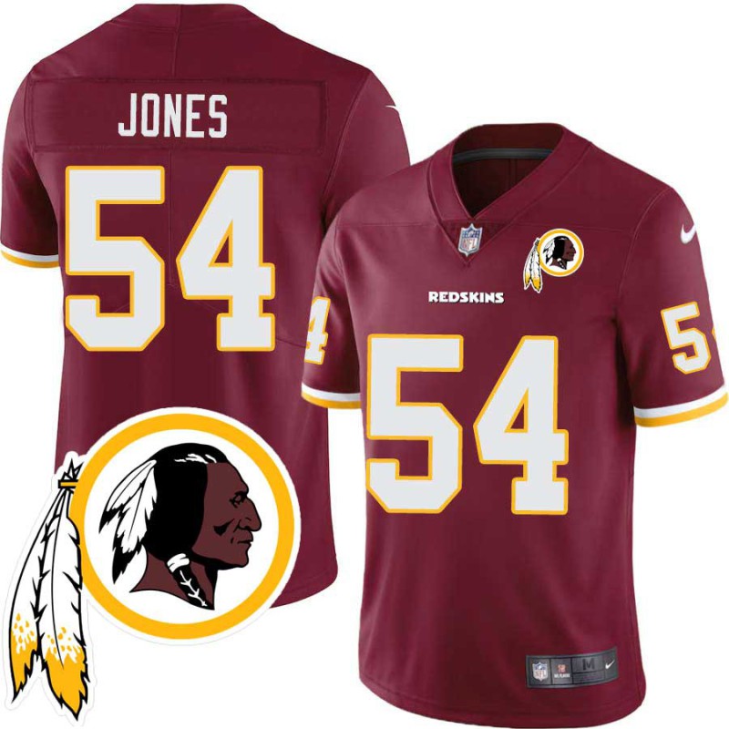 Greg Jones #54 Redskins Head Patch Burgundy Jersey