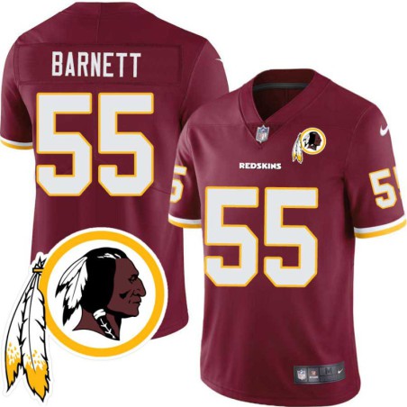 Nick Barnett #55 Redskins Head Patch Burgundy Jersey