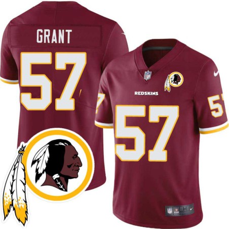 Orantes Grant #57 Redskins Head Patch Burgundy Jersey