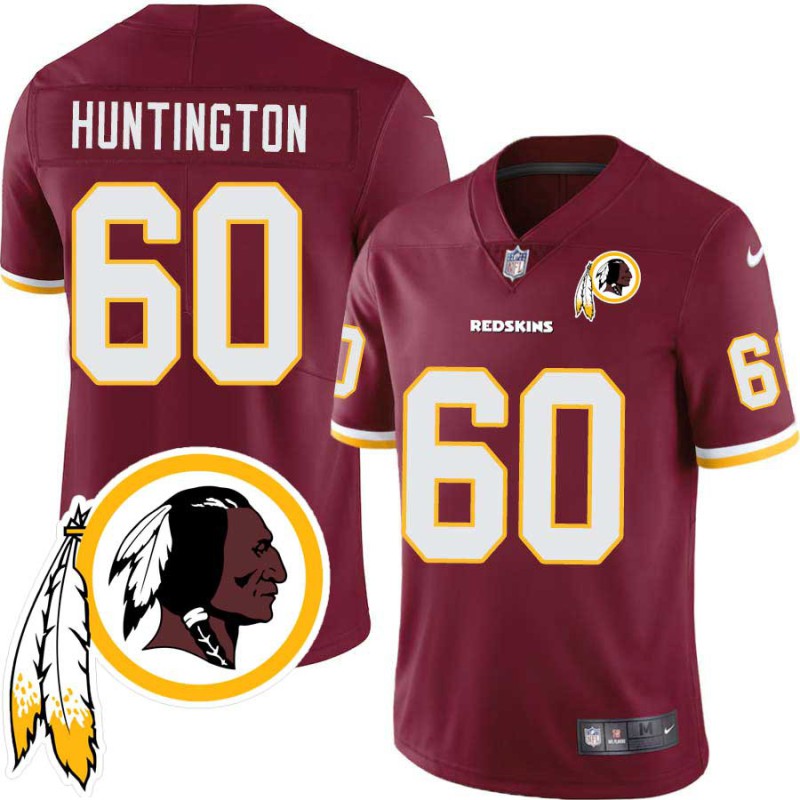 Greg Huntington #60 Redskins Head Patch Burgundy Jersey