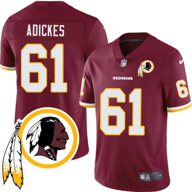 Mark Adickes #61 Redskins Head Patch Burgundy Jersey