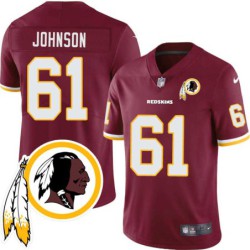 Dennis Johnson #61 Redskins Head Patch Burgundy Jersey