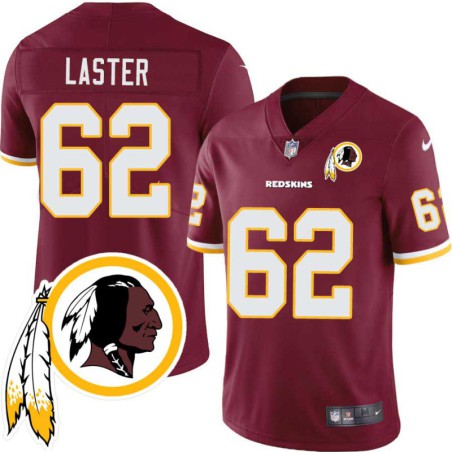 Don Laster #62 Redskins Head Patch Burgundy Jersey