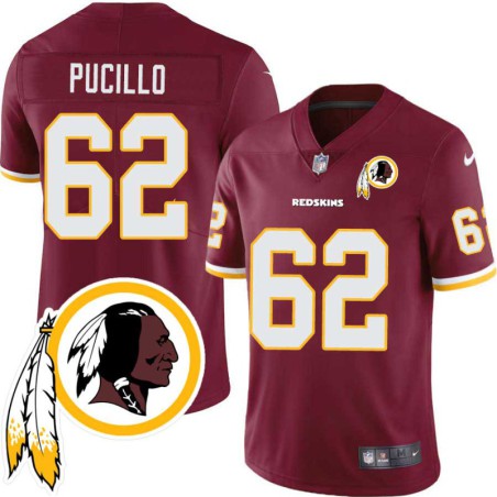 Mike Pucillo #62 Redskins Head Patch Burgundy Jersey