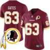 Nick Gates #63 Redskins Head Patch Burgundy Jersey