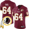 Ron Saul #64 Redskins Head Patch Burgundy Jersey