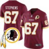 Red Stephens #67 Redskins Head Patch Burgundy Jersey