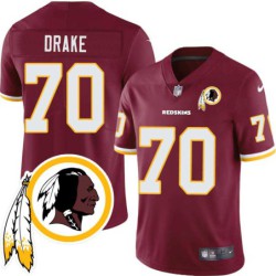 Troy Drake #70 Redskins Head Patch Burgundy Jersey