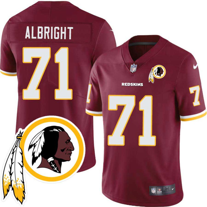 Ethan Albright #71 Redskins Head Patch Burgundy Jersey